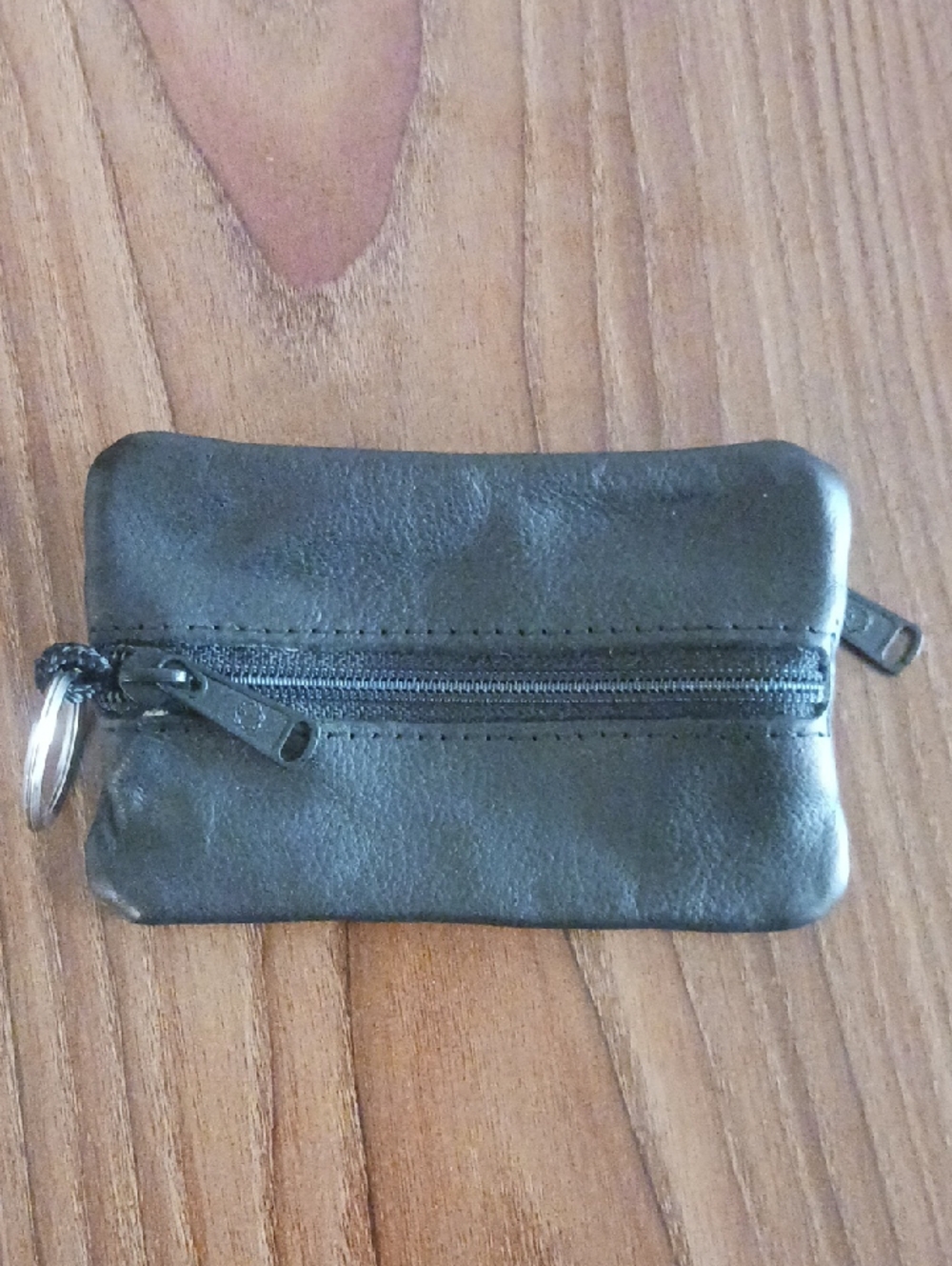 Classic Black Leather Zip Coin Pouch Wallet